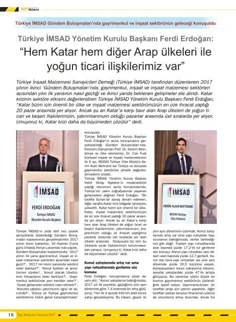 Yapı Malzeme Dergisi Temmuz 2017 Sayısı