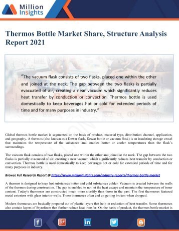 Thermos Bottle Market Share, Structure Analysis Report 2021 by Million Insights