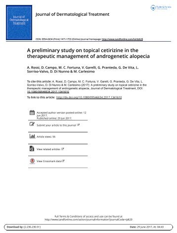 A preliminary study on topical cetirizine in the therapeutic management of androgenetic alopecia