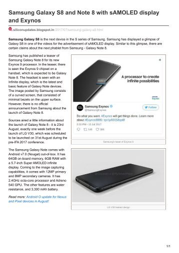 siliconupdates.blogspot.in-Samsung Galaxy S8 and Note 8 with sAMOLED display and Exynos