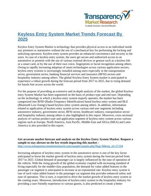 Keyless Entry System Market