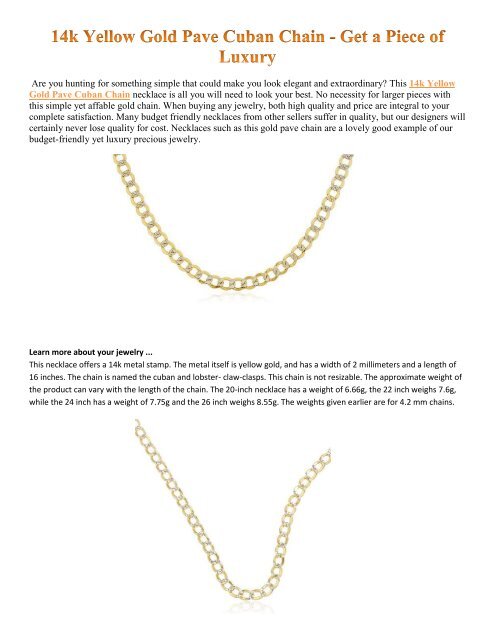 14k Yellow Gold Pave Cuban Chain - Get a Piece of Luxury