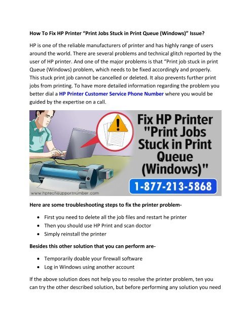 Fix HP Printer “Print Jobs Stuck in Print Queue -Windows-” Issue