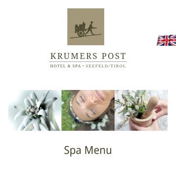 SPA Menu | Krumers Post Hotel & SPA, Seefeld in Tirol