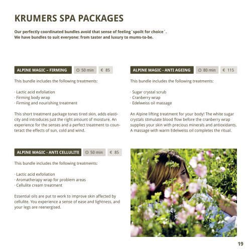 SPA Menu | Krumers Post Hotel & SPA, Seefeld in Tirol