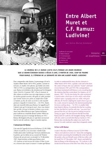 Entre Albert Muret et C.F. Ramuz: Ludivine! - La Vie à Crans-Montana