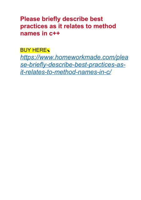Please briefly describe best practices as it relates to method names in c++ 