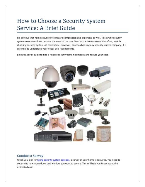 How to Choose a Security System Service A Brief Guide