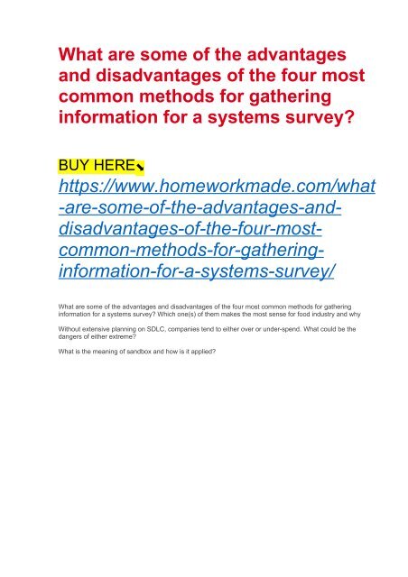 What are some of the advantages and disadvantages of the four most common methods for gathering information for a systems survey?