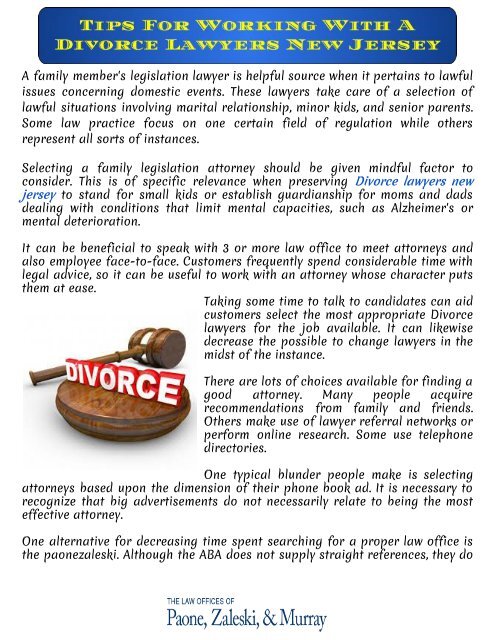 Tips For Working With A Divorce Lawyers New Jersey - Paonezaleski