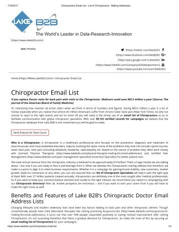 Purchase Chiropractors Email List from Lake B2B