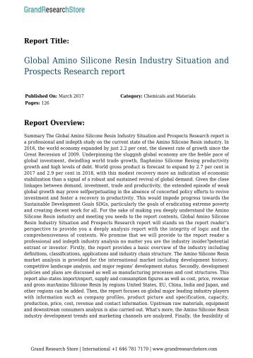 Global Amino Silicone Resin Industry Situation and Prospects Research report