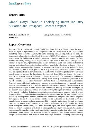 Global Octyl Phenolic Tackifying Resin Industry Situation and Prospects Research report