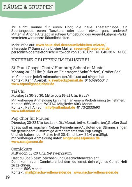 HausDrei Programm August/ September 2017