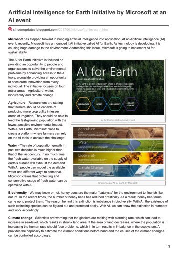 siliconupdates.blogspot.com-Artificial Intelligence for Earth initiative by Microsoft at an AI event