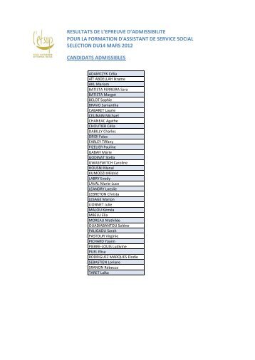 pour la formation d'assistant de service social candidats ... - Etsup