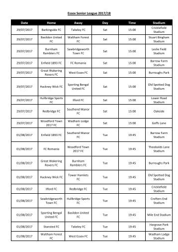 Essex Senior League 2017