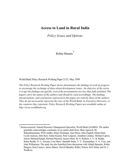 Access to Land in India