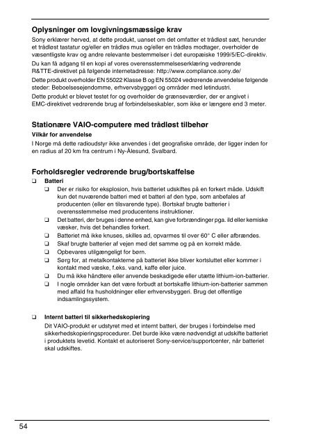 Sony VPCEF4E1E - VPCEF4E1E Documenti garanzia Svedese