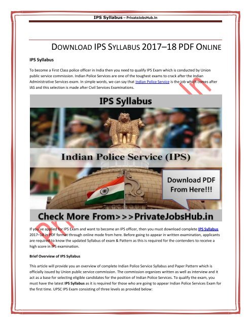 IPS Syllabus