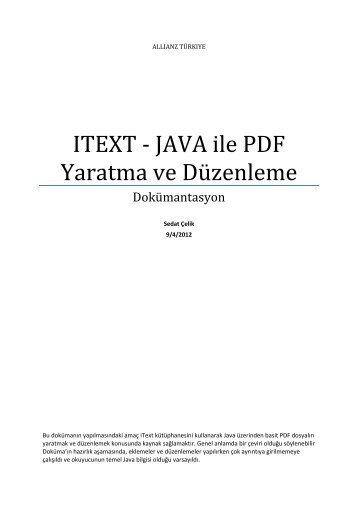 JAVA ile PDF Yaratma ve Düzenleme