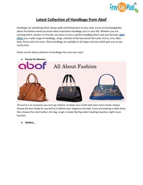 latest collection of handbags from abof