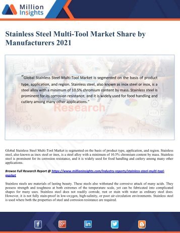 Stainless Steel Multi-Tool Market Share by Manufacturers 2021