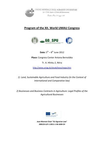 Program of the XII. World UMAU Congress