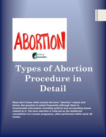 Types of Abortion Procedure in Detail