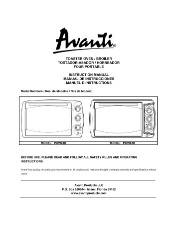 Avanti Avanti - POW81B - POW81B - Manual