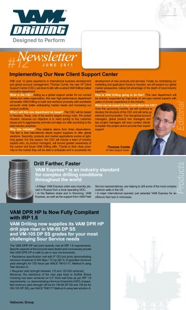 Newsletter #12 - VAM Drilling