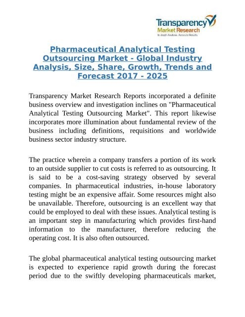 Pharmaceutical Analytical Testing Outsourcing Market