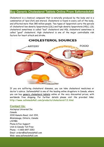 Buy Generic Cholesterol Tablets Online From Safemeds4all