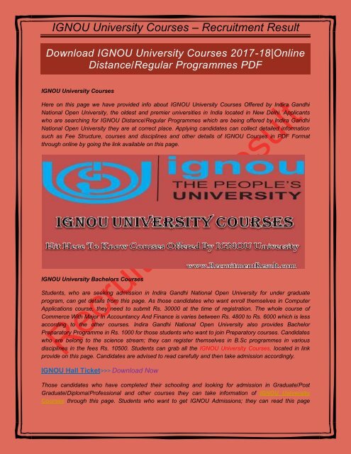 IGNOU University Courses IGNOU University Courses