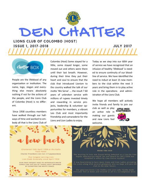 DEN CHATTER - JULY 2017