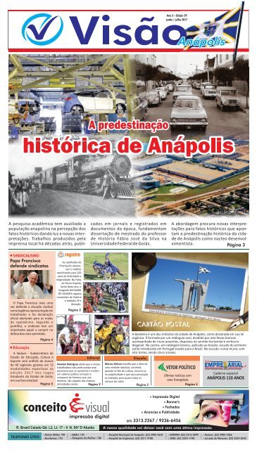 VISÃO ANÁPOLIS  ED. 29 ANIVERSARIO DE ANÁPOLIS