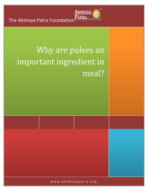 Why are pulses an important ingredient in meal?