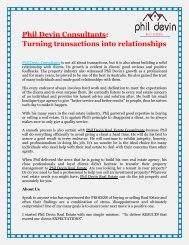 Phil Devin Consultants Turning transactions into relationships