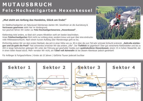 Fels Hochseilgarten Hexenkessel - Übersicht Parcours - Details