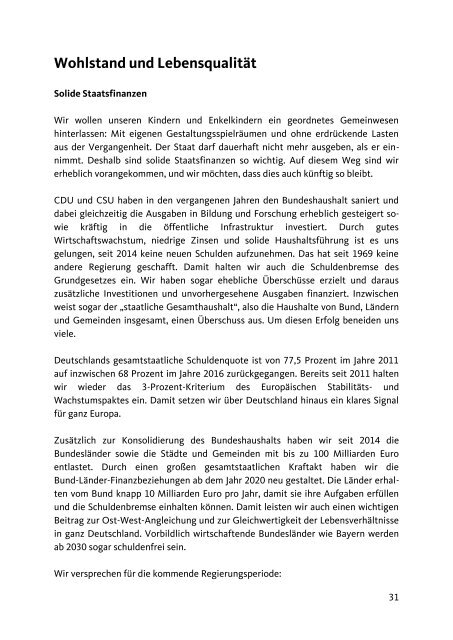 Das Wahlprogramm der CDU/CSU