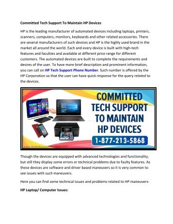 Committed Tech Support To Maintain HP Devices