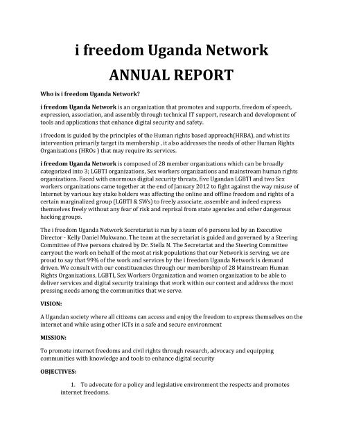 i freedom Uganda Network Annual Report