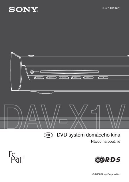 Sony DAV-X1V - DAV-X1V Istruzioni per l'uso Slovacco