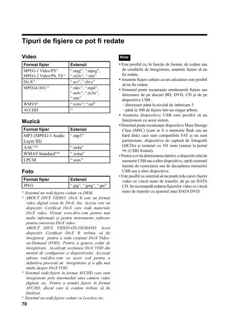 Sony BDV-E670W - BDV-E670W Mode d'emploi Roumain