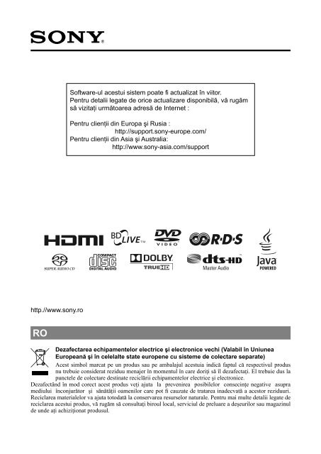 Sony BDV-E670W - BDV-E670W Mode d'emploi Roumain