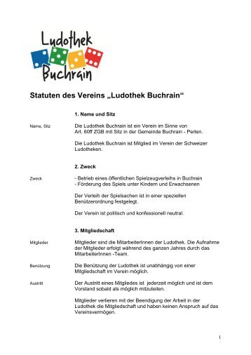 Statuten des Vereins - Ludothek Buchrain