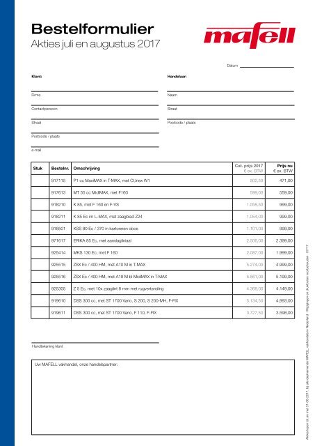 Mafell actie juli-august-2017