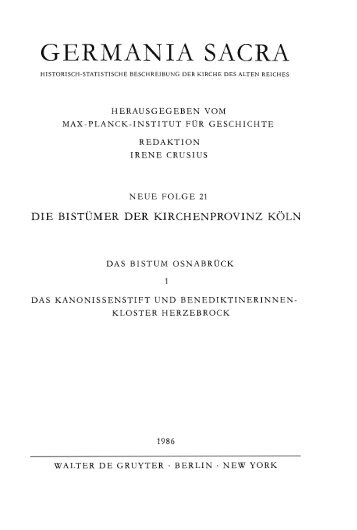 Das Kanonissenstift und Benediktinerinnenkloster ... - Germania Sacra