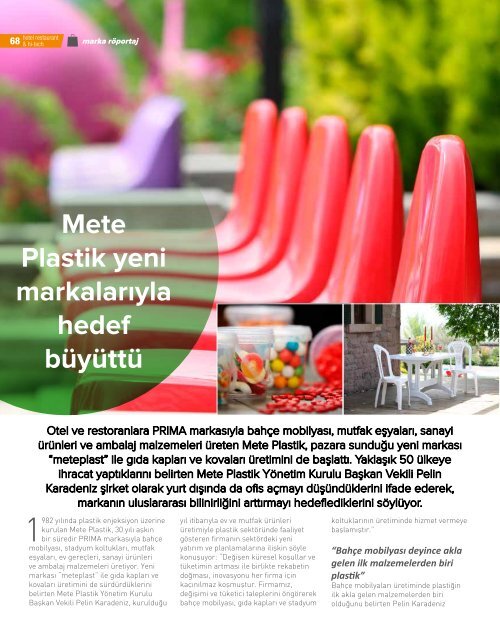 HOTEL RESTAURANT  MAGAZINE TEMMUZ 2017 SAYISI