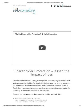 Shareholder Protection Insurance, How Does Shareholder Protection Work